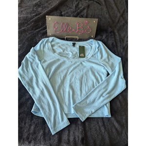 NWT Wild Fable Turquise Blue Long Sleeve Crop XL